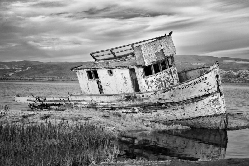 Wrecked Point Reyes boat, Pt Reyes, California